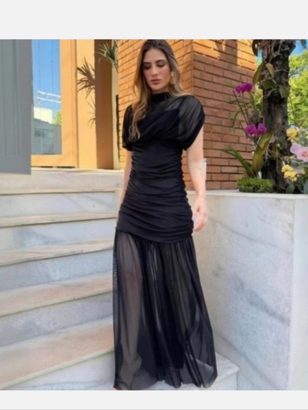 Zara Draped Midi Dress Black - Picture 9 of 16